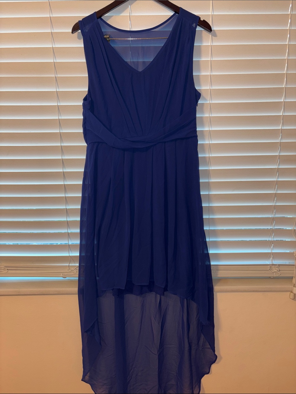 Bisou Bisou Sleeveless High-Low Chiffon Dress in Blue